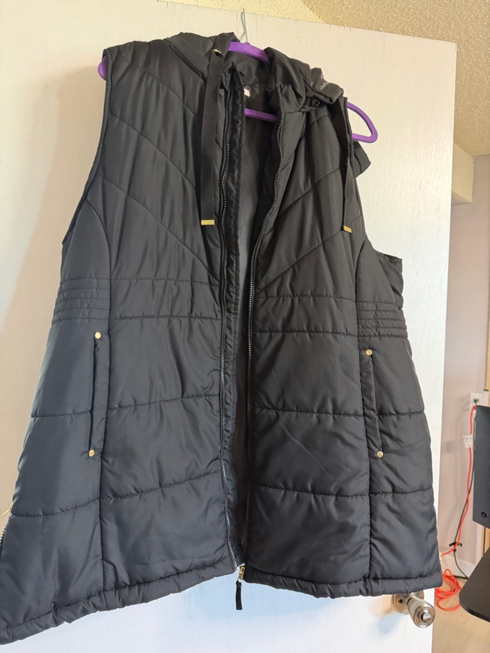 Maurices Black Quilted Hooded Puffer Vest - Women's